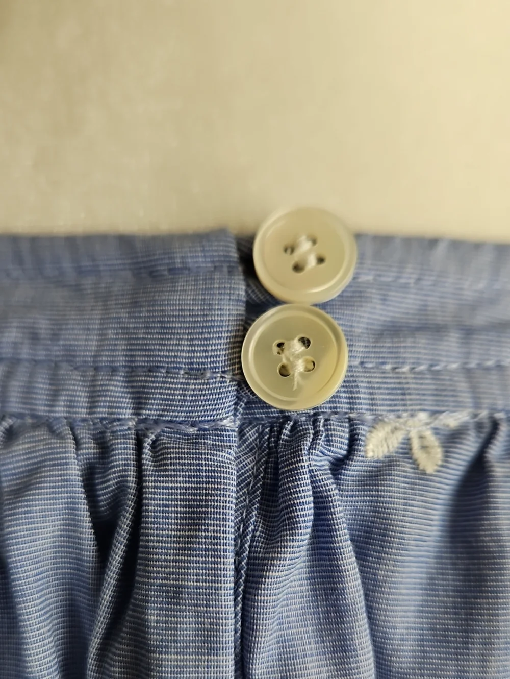J Crew Chambray Blouse Emboidered Daisy Cropped Balloon Sleeve Boho LP